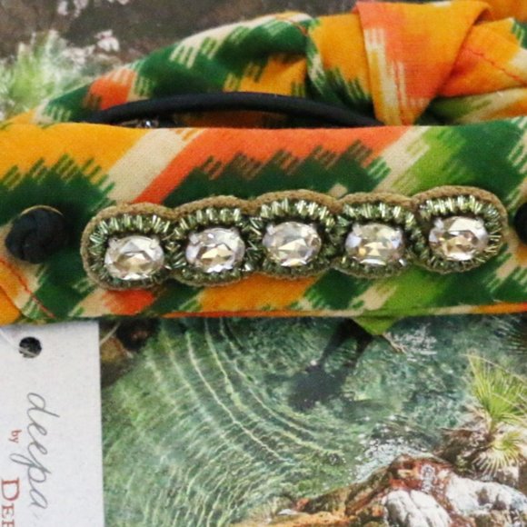 Jeweled Deepa Pony Tail Wrap Fabric Bracelet NWT main image 3